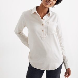 Madewell Cream Flannel Popover Shirt